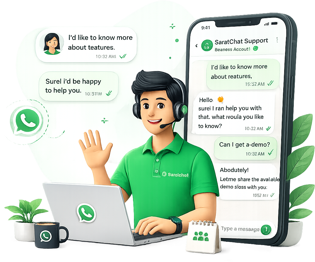 SaralChat Team and WhatsApp Conversations Mockup